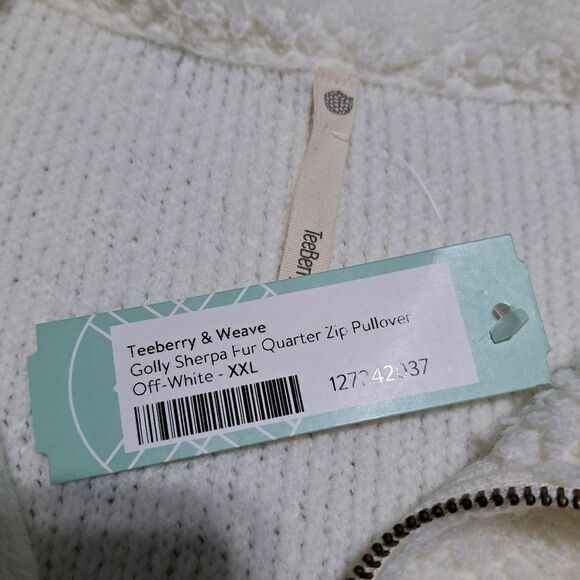 Teeberry & Weave Golly Sherpa Fur Quarter Zip Pullover Off White XXL NWT - Picture 6 of 15